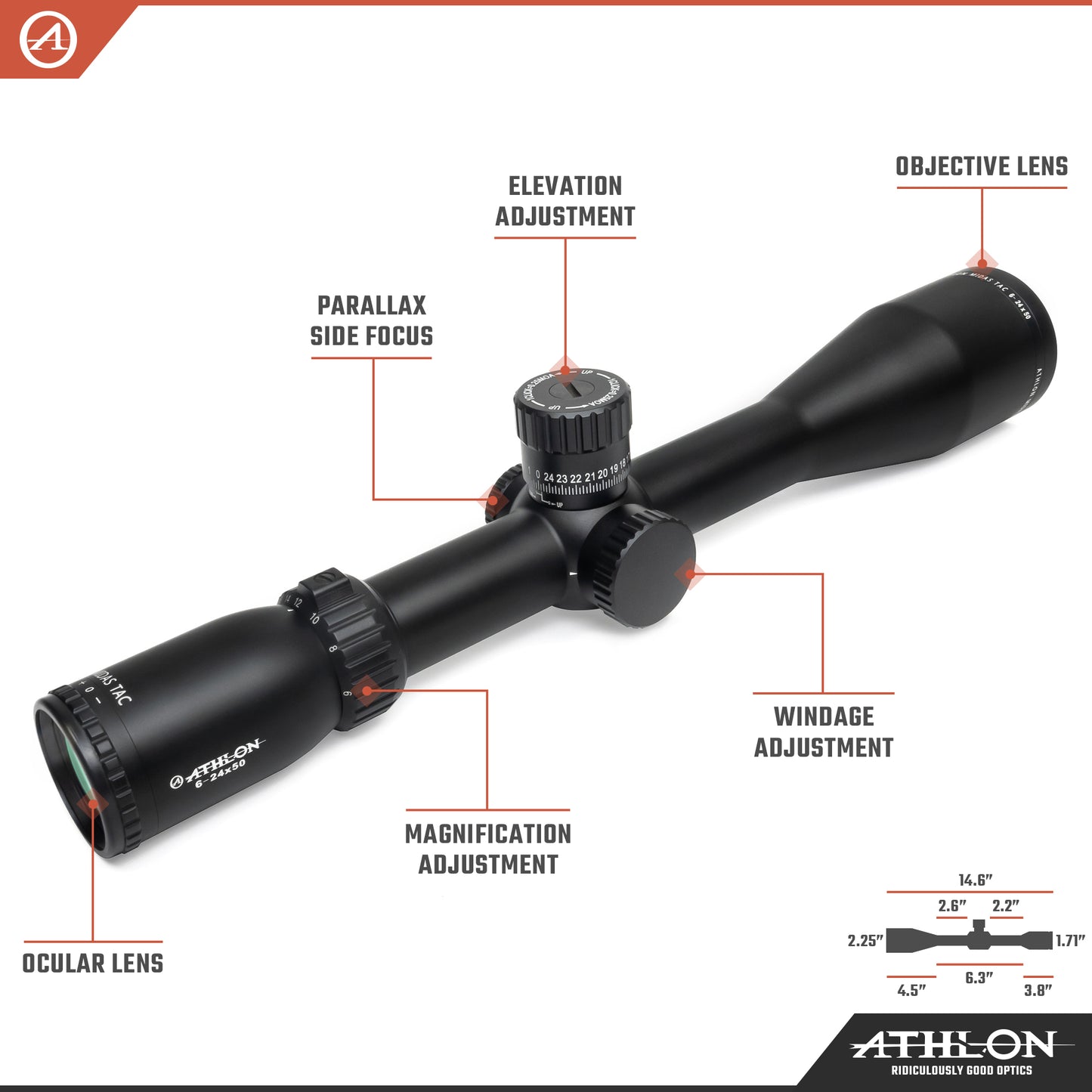 Midas TAC HD 6-24x50 APLR4  FFP MOA Reticle