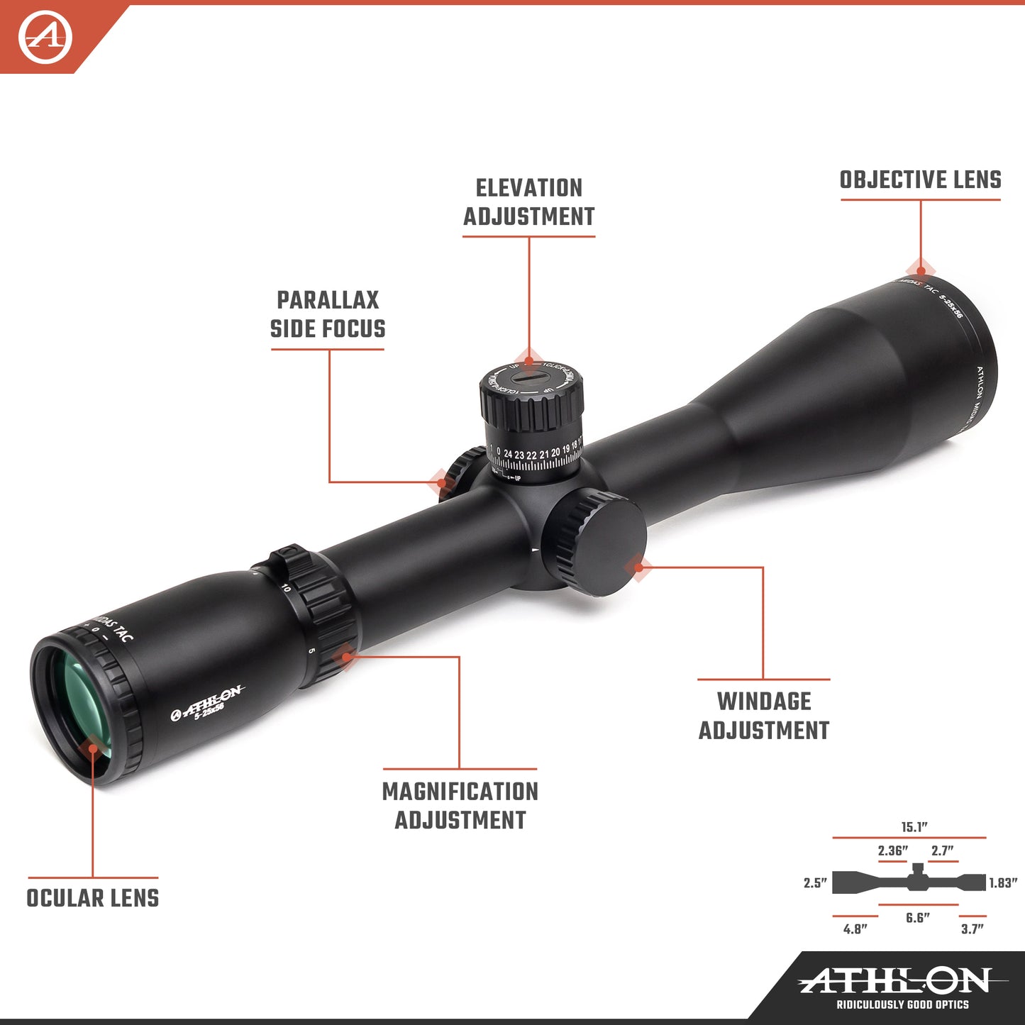 Athlon Midas TAC HD 5-25x56 APLR4 FFP MOA Reticle