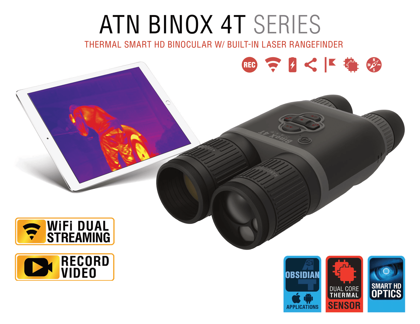 ATN Binox 4T 384 2-8x Thermal Binocular w Laser Range Finder